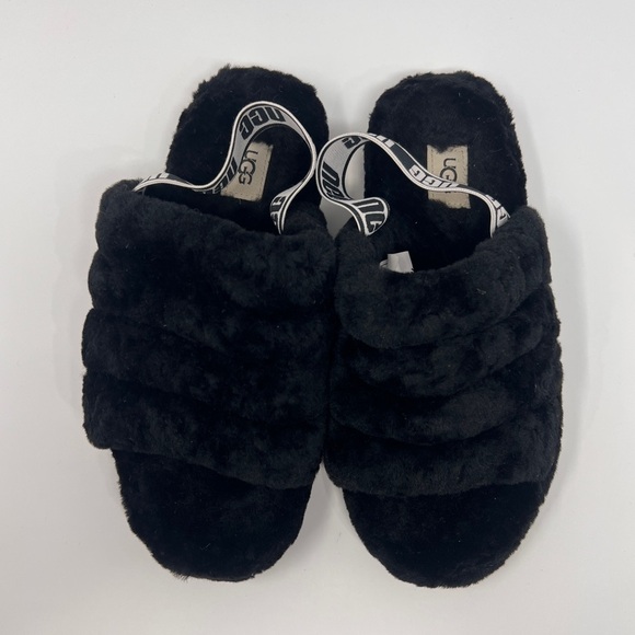 UGG Black Sherpa Fluff Yeah Platform Slide Sandal Slippers Size 6 Women's - Picture 6 of 12